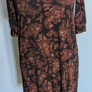Black and brown floral midi dress and headband vintage style 