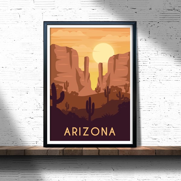 Arizona retro travel poster, USA travel poster