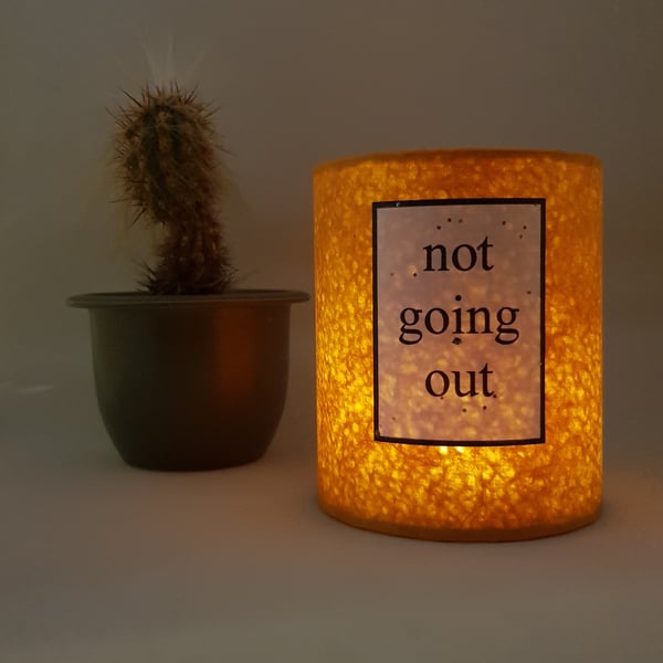 "Not Going Out" lantern with LED candle (Yellow)