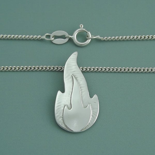 Large Sterling Silver Flame Pendant  Renewal & Transformation Jewellery