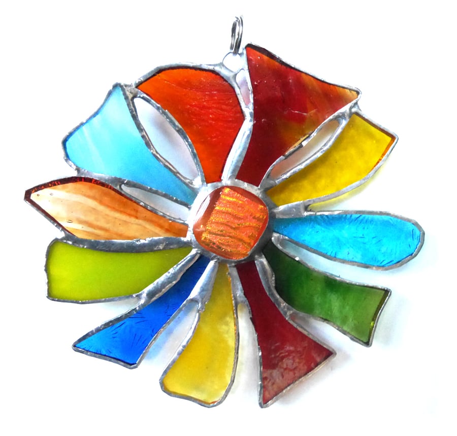 Tropical Flower Suncatcher Stained Glass Dichroic 005