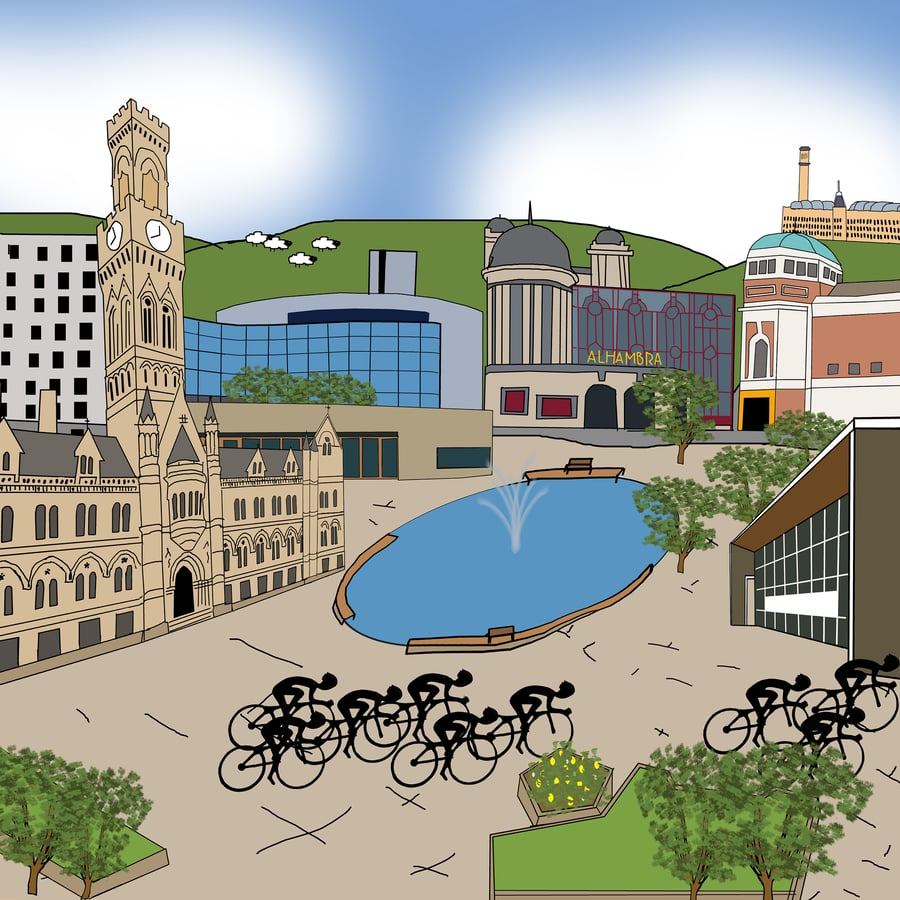Bradford Tour de Yorkshire cycling print