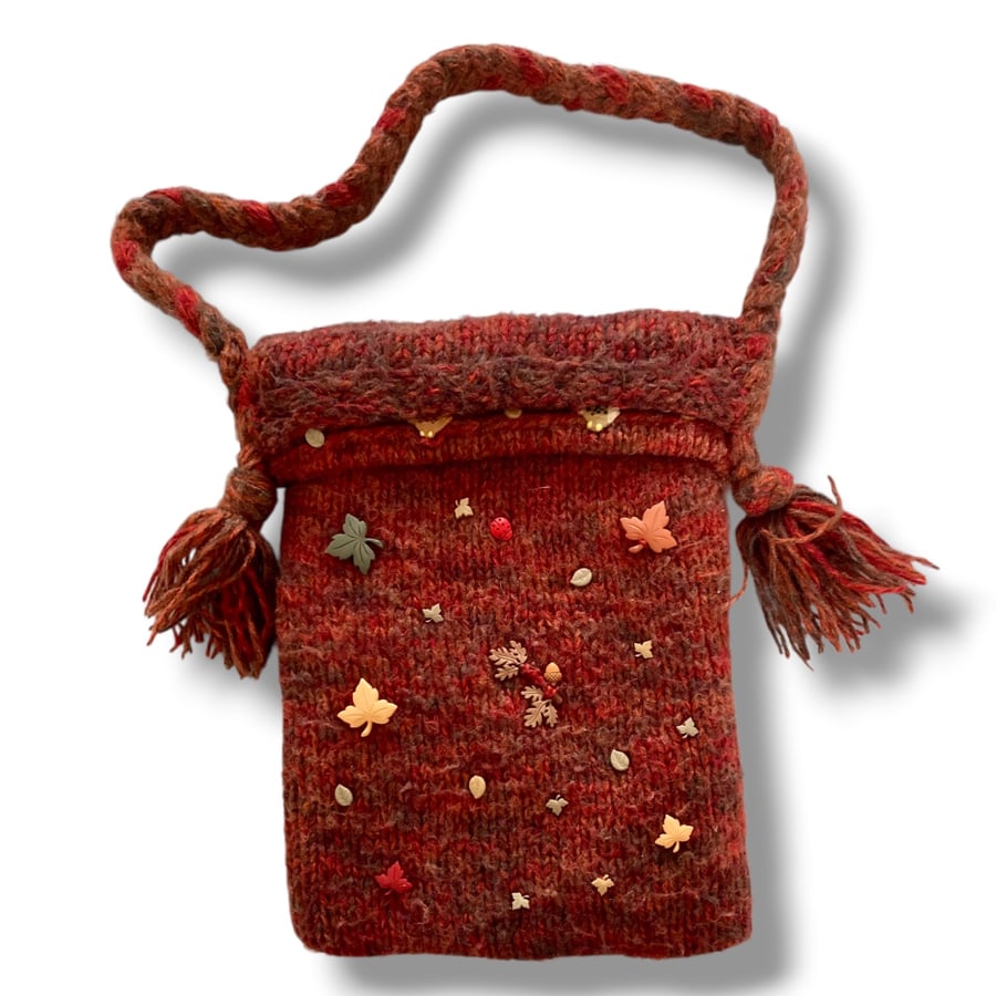 Destash Item - Handknitted Lined Autumn Bag