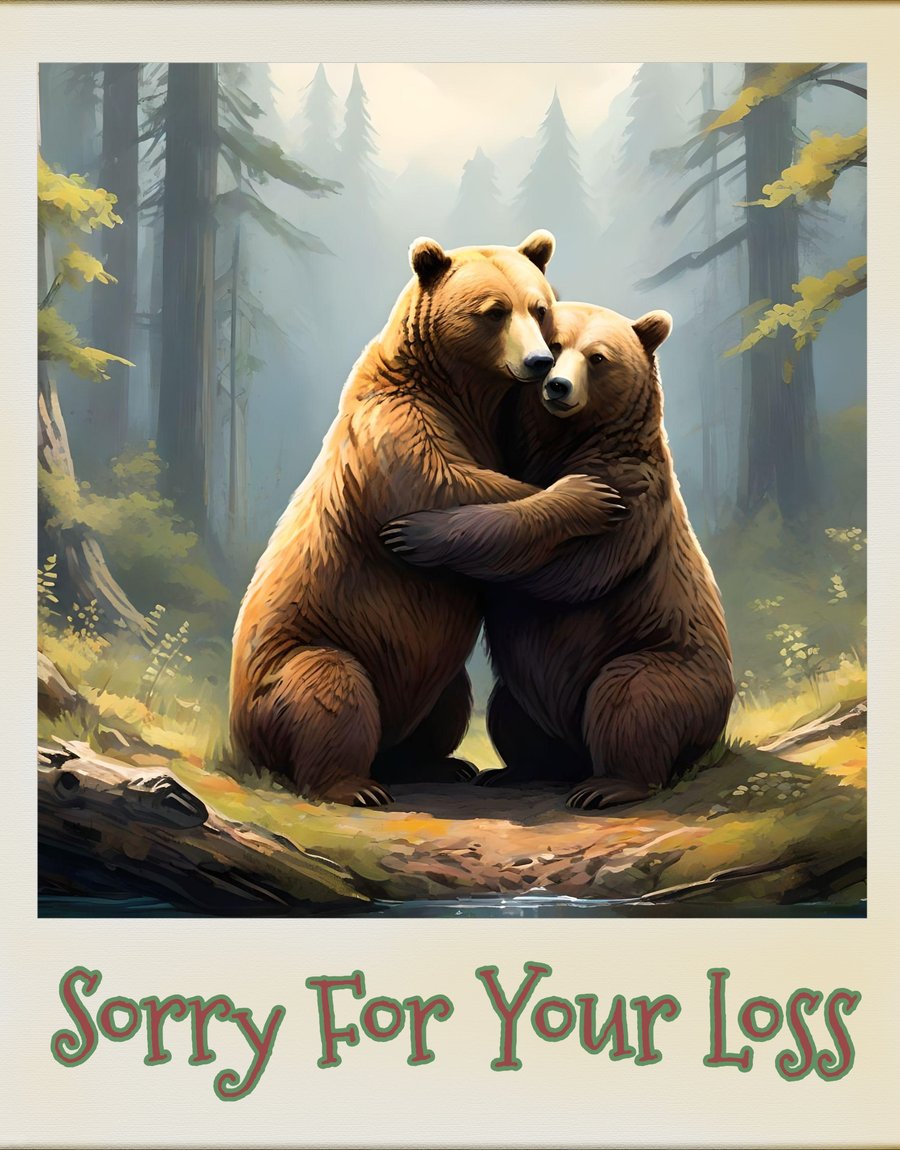 Sorry For Your Loss Hugging Bears Greeting Card A5