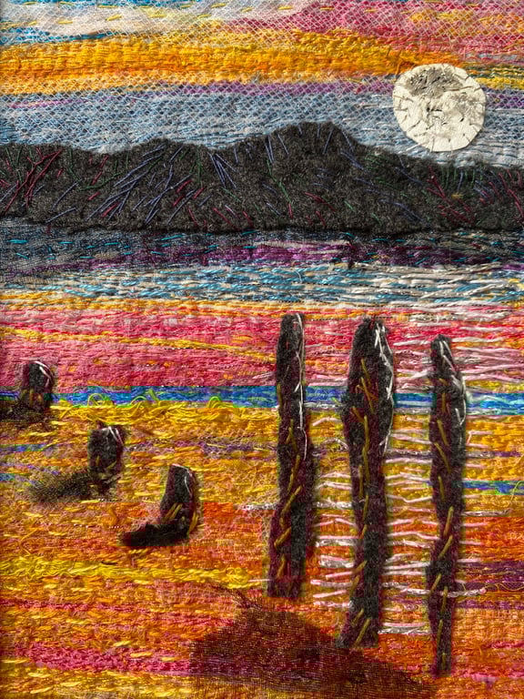 Moonlight shadows, across the estuary at low tide