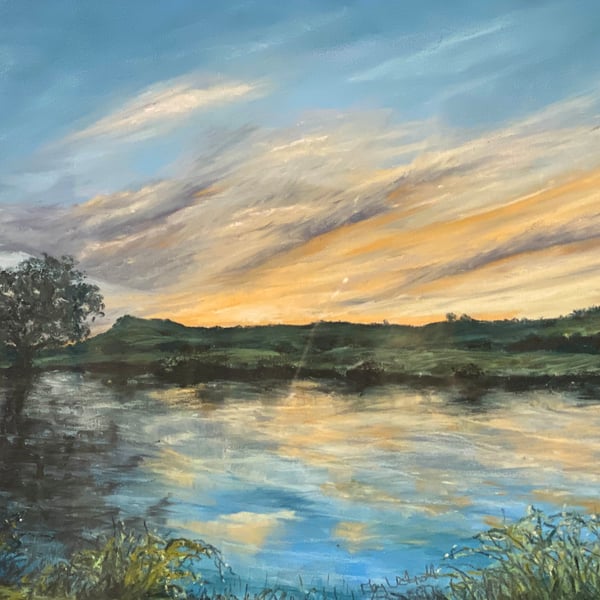 Angel Sunrise Framed Original signed Pastel Painting 
