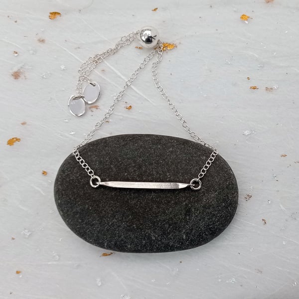 sterling silver wire bar & chain bracelet - handmade adjustable bracelet