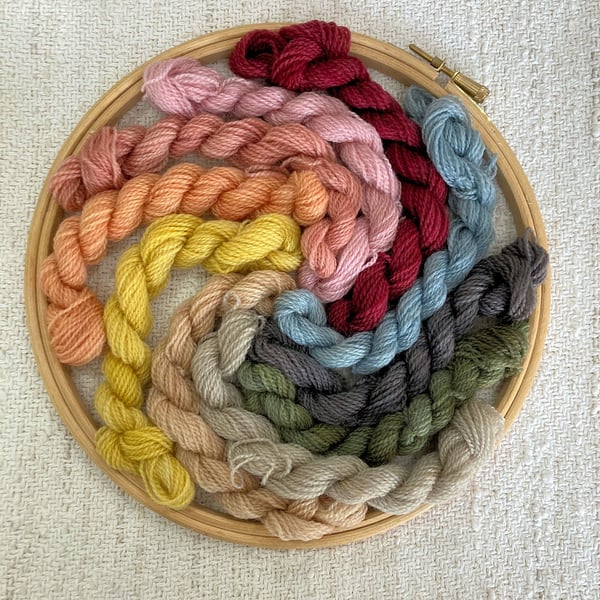 Rainbow CREWEL Plant Dyed Wool Embroidery Yarn Kit - 10 colours x 20 m - CRW-3