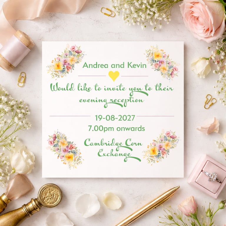 Floral Evening Wedding Invitation – Summer Wedding Reception Invite