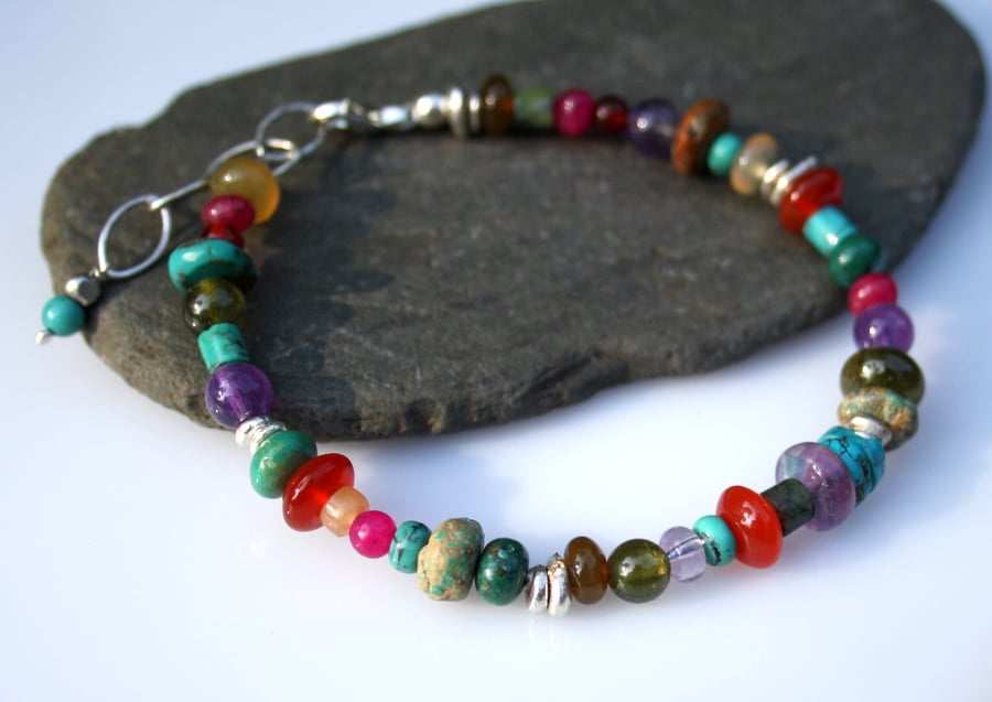 Juicy Gemstone and silver Bracelet 