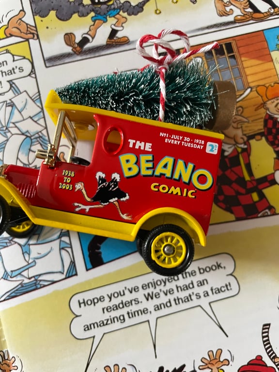 Vintage BEANO red CHRISTMAS decoration, collectable die cast vehicles 