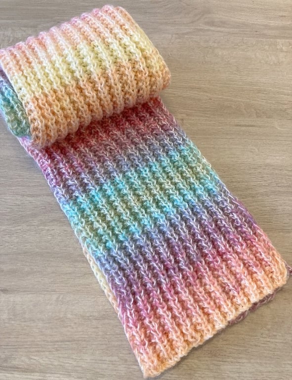 The Knitted Fusion Scarf - Pastel Rainbow Colours