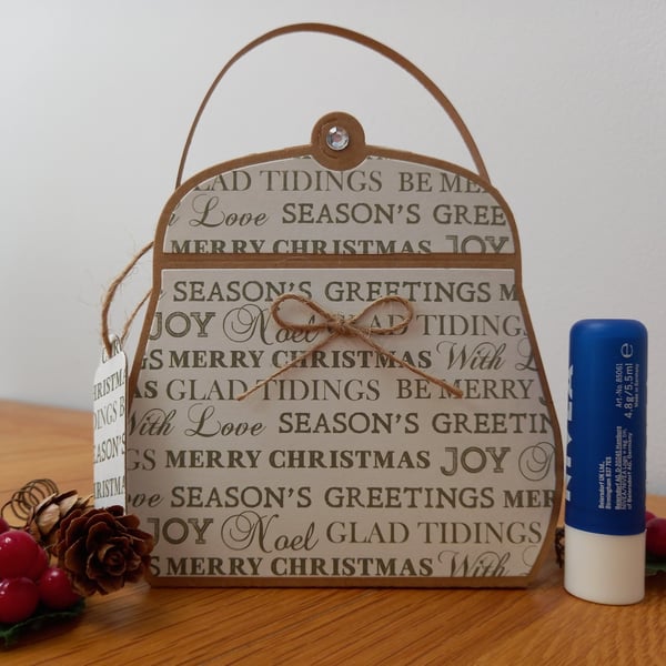 Season's Greetings Handbag style Christmas gift bag, handmade