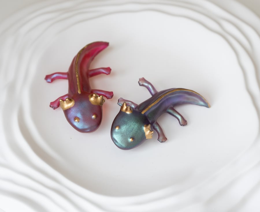 Cute Axolotl resin brooch Whimsical pin Kawaii teen girl gift Minecraft inspired