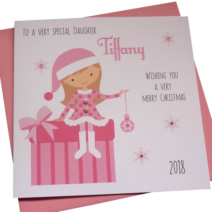 Personalised Handmade Christmas Card- Granddaughter-Niece-Daughter-Goddaughter-F