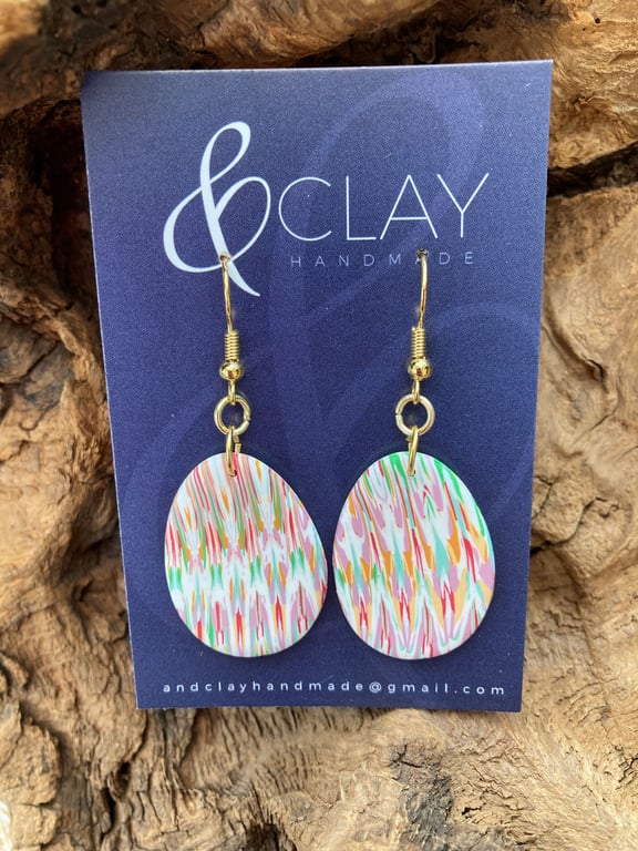 Colourful Patterned Polymer Clay Easter Egg Earrings