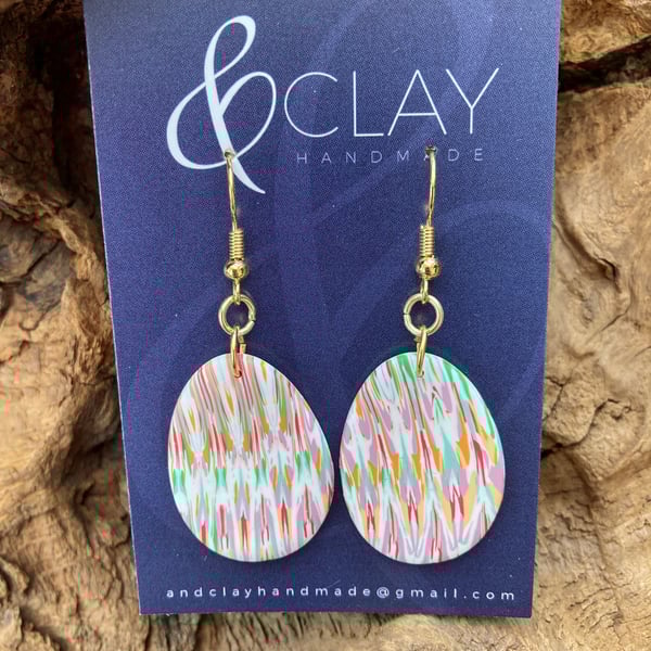 Colourful Patterned Polymer Clay Easter Egg Earrings