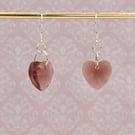 Crystal Heart Valentine's Earrings, Valentine Red, Silver Plated 