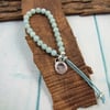 Aquamarine Bracelet, Recycled Silver Heart Charm. Adjustable Fit Small-Medium