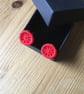 Dorset Button Earrings, Scarlet - Image 2