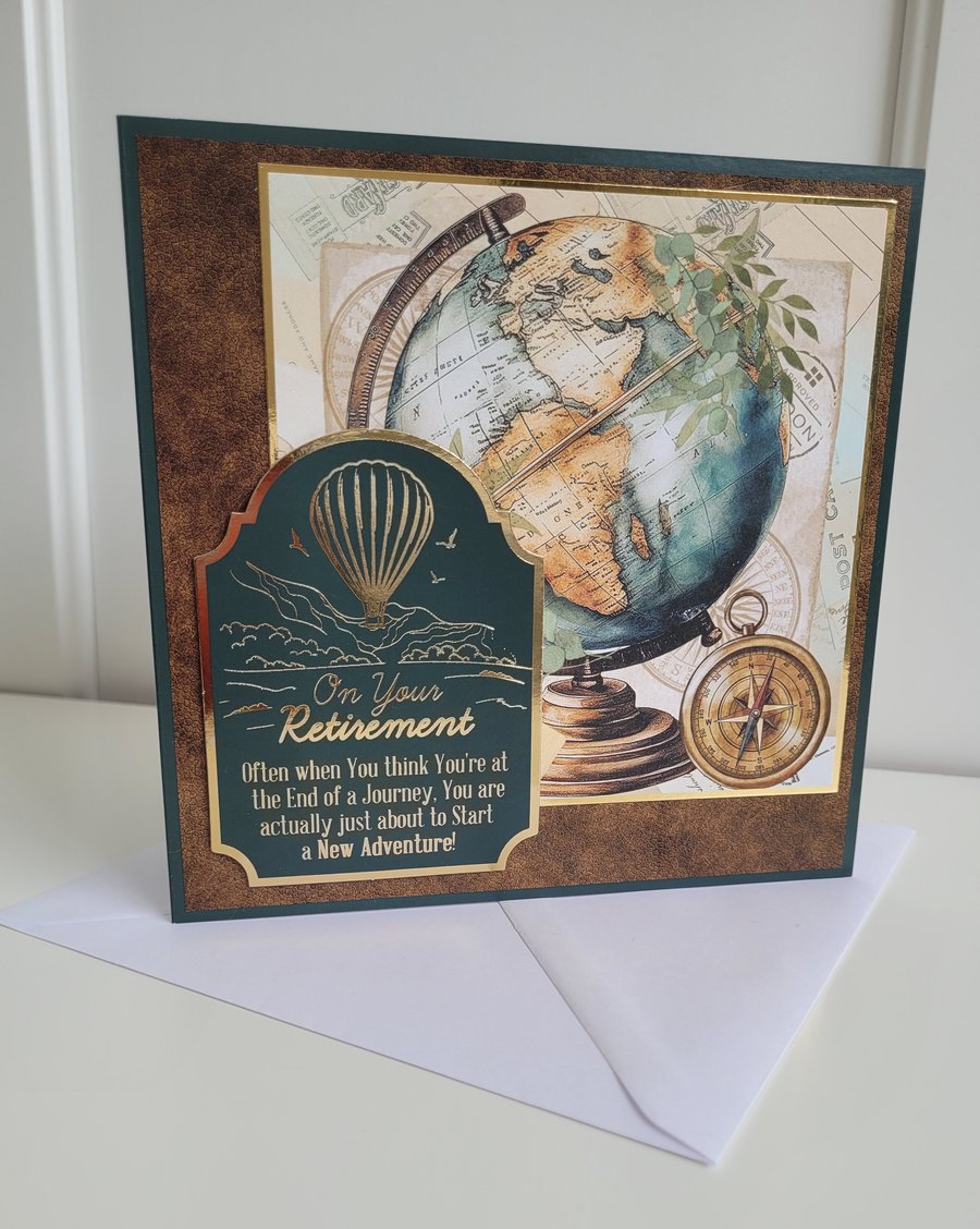 Retirement Card - Vintage Travel-Themed Farewell Card - Starting A New Adventure