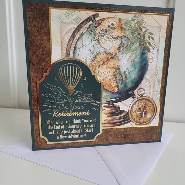 Retirement Card - Vintage Travel-Themed Farewell Card - Starting A New Adventure