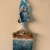 On The Beach"  Mixed Media Miniature Diorama on Vintage Paintbrush, Coastal 