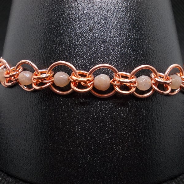 Peach moonstone chainmaille bracelet
