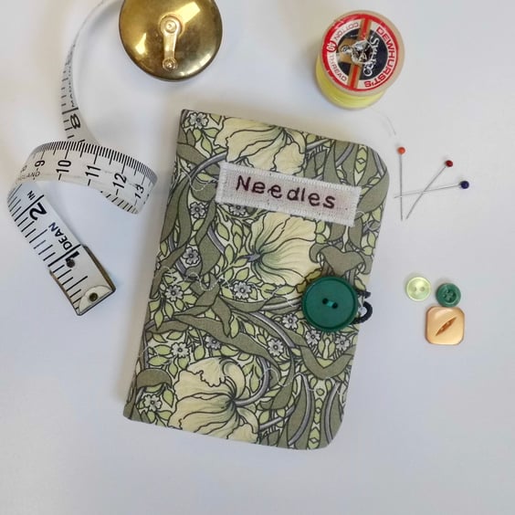 Sewing needle case in William Morris Pimpernel print fabric