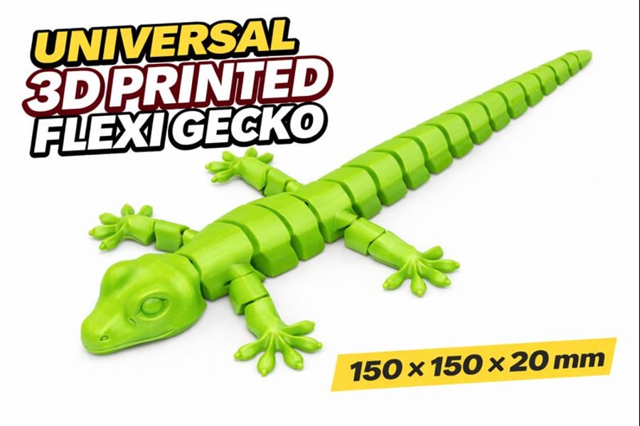 3D Printed Flexi Gecko Articulated Toy Desk Figure 150 - 150 - 20 mm