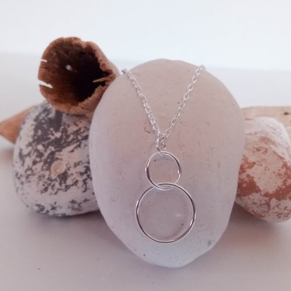 Sterling Silver Three Hoop Necklace