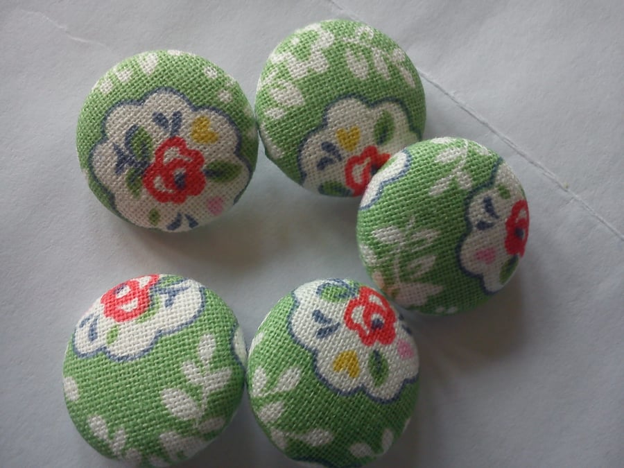 Cath Kidston Kempton rose green fabric covered buttons