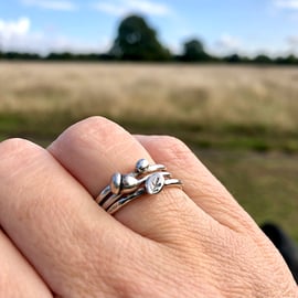 Sterling Silver Stacking Ring Set with Acorn