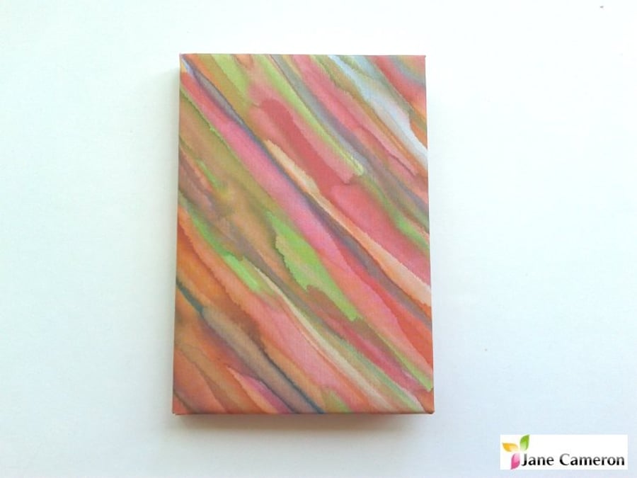 A6 hardback notebook journal lined - hand painted silk - rainbow nature 408