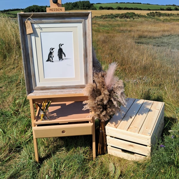 Framed Penguin Drawing limited run Gilcee print 