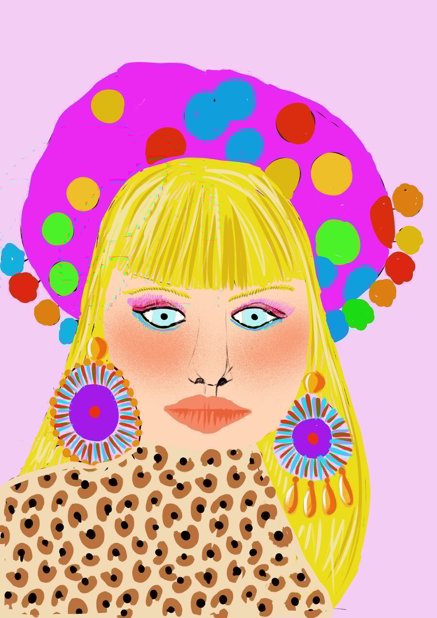 Pom Pom girl a6 postcard