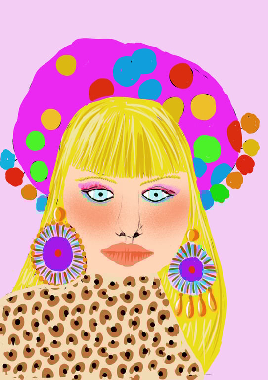 Pom Pom girl a6 postcard