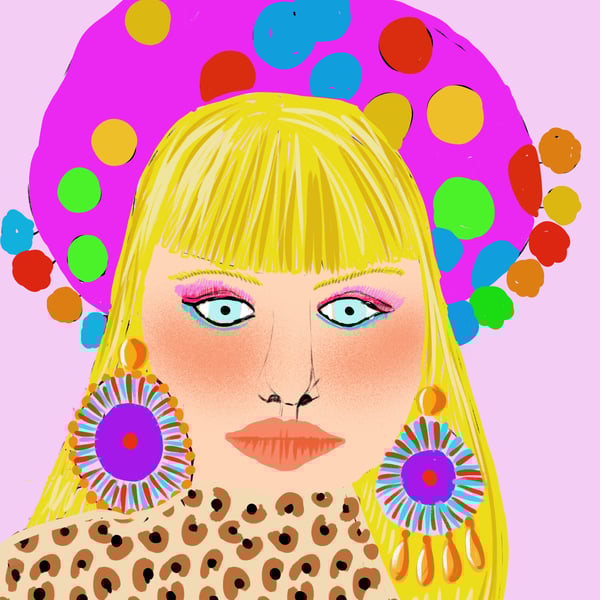 Pom Pom girl a6 postcard