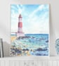 Coastal Lighthouse Art Print, Ocean Wall Decor, Nautical Beach House Artwork - Image 8