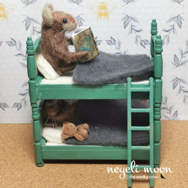 Bunk Beds felted Mice sculpture JUST ONE MORE PAGE design by neyeli OOAK