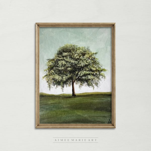Original Tree Painting (Unframed) Nature Lover Gift - Unique Art - Green Decor