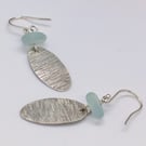 Sterling silver seaglass earrings textured sea ripples