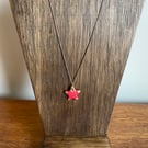 NEW!  Porcelain red star pendant with gold detail