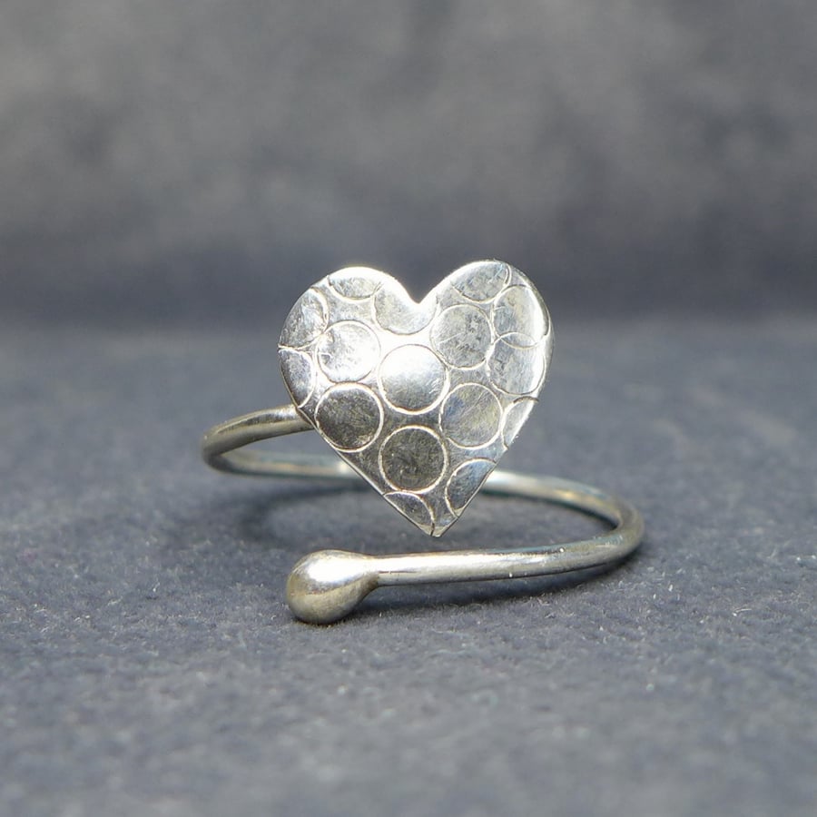 Argentium Silver Adjustable Heart Ring