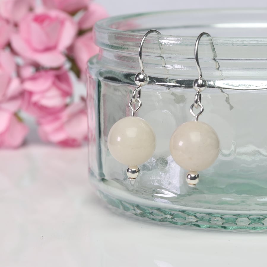 White Agate Earrings with Sterling Silver
