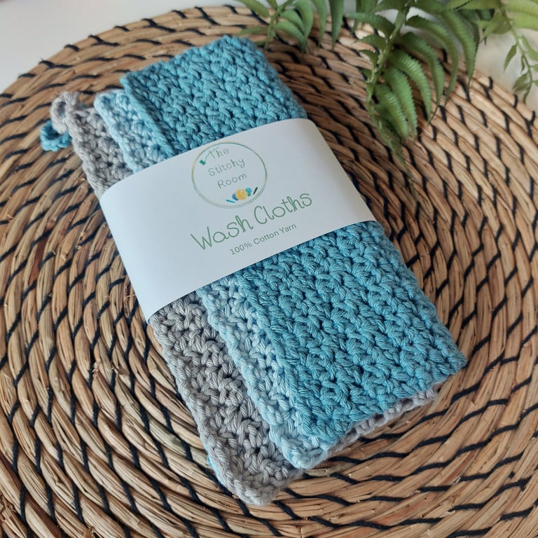 Crochet 100% Cotton Washcloths Set of 3
