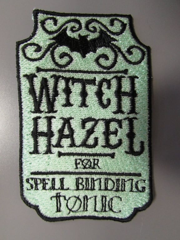 Green Witch Hazel Apothecary Label Embroidered Patch Applique