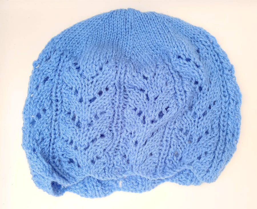 Blue Fancy Knitted Hat - UK Free Post
