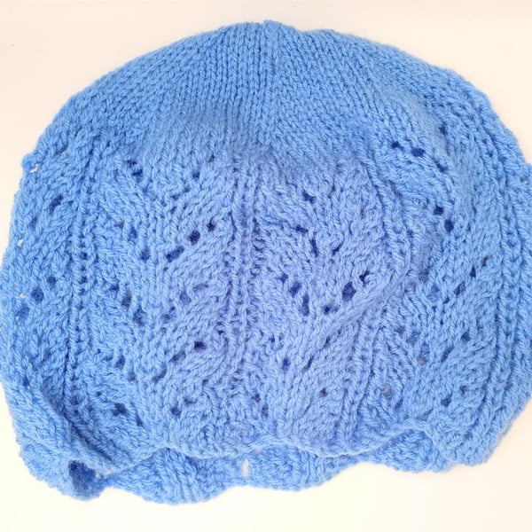 Blue Fancy Knitted Hat - UK Free Post