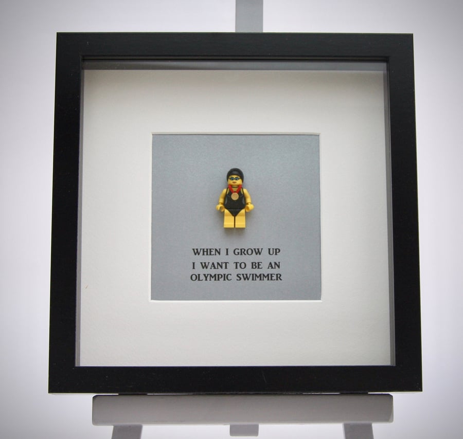 When I grow up I want to be An Olympic swimmer mini Figure frame